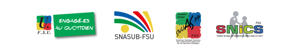 Logos SNASUB-FSU, FSU, SNUAS-FP, SNICS